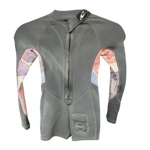 O'Neill Kids Swim Wetsuit One Piece Gray Pink Size Small Beach Surfing Swimming